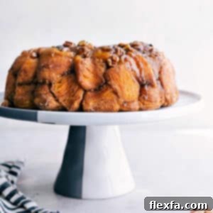 Delicious Monkey Bread, freshly baked and glistening with caramel, ready to enjoy.
