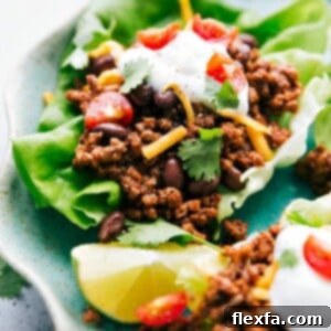 Ready-to-eat taco lettuce wraps on a plate, offering a healthy twist on a classic favorite meal.