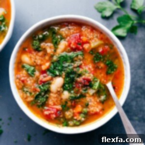 Delicious White Bean and Kale Soup in a bowl