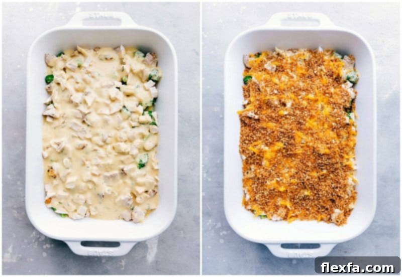 Sprinkling panko breadcrumbs and shredded cheese to the chicken divan recipe.