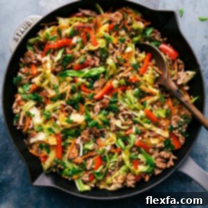 Egg Roll in a Bowl, a delicious dish, plated and ready to enjoy.