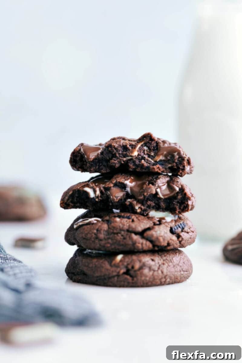 Delicious Mint Chocolate Chip Cookies on a cooling rack, garnished with extra mint pieces