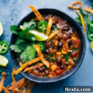 Healthy Chicken Tortilla Soup in a bowl