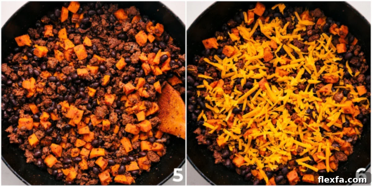 Finish the dish by placing cheese on top to melt.