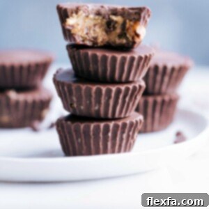 Close-up of a Healthy Cookie Dough Cup with dark chocolate coating