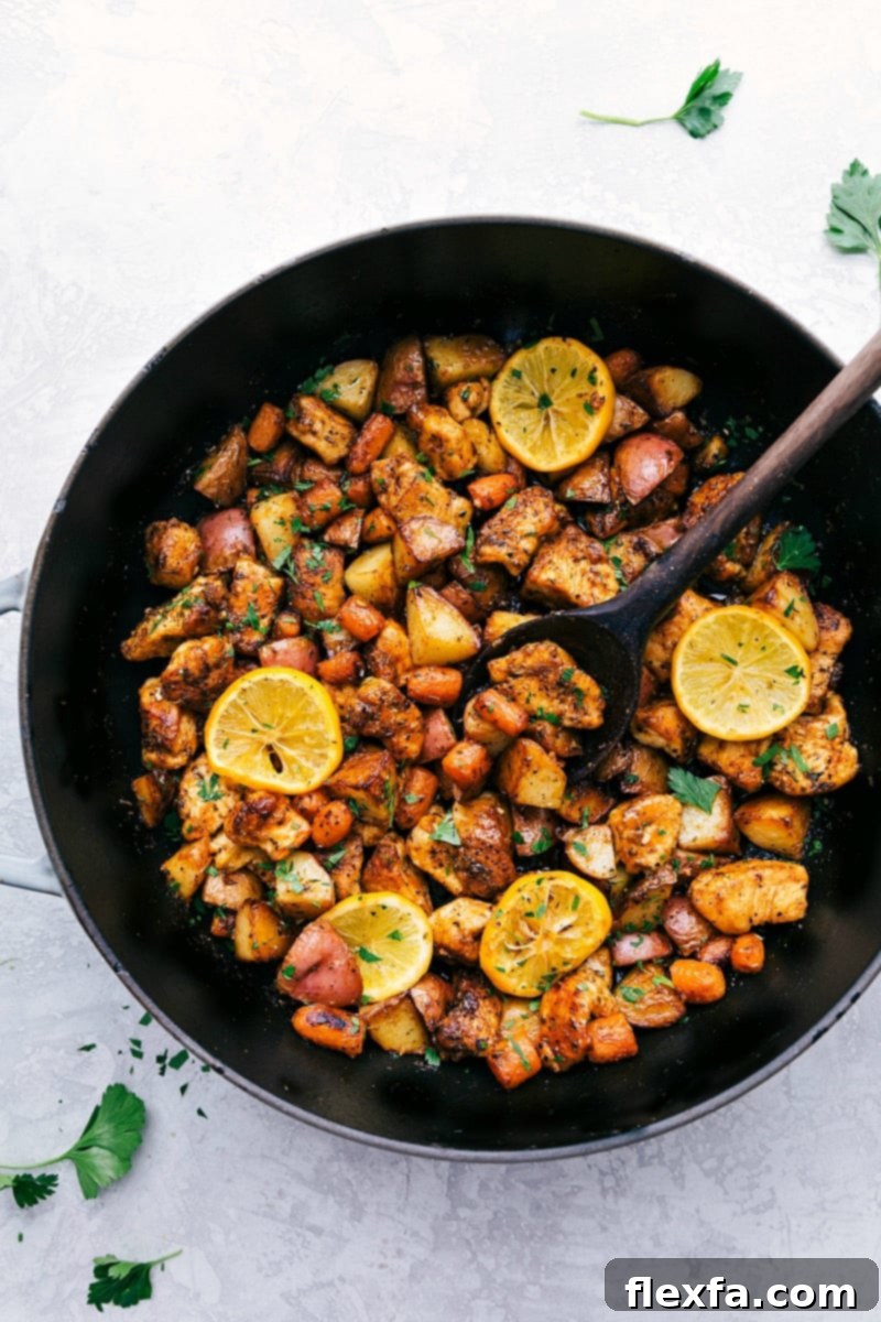 Flavorful One-Skillet Lemon Chicken and Potatoes with Red Potatoes and Carrots