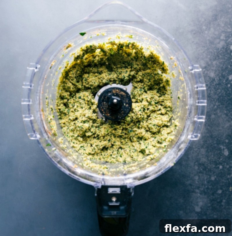 All ingredients in a food processor, blended and ready for baking.