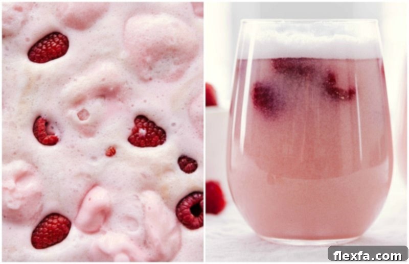 Close-up shot of the vibrant and inviting Sherbet Punch, showcasing its frothy texture and appealing color.