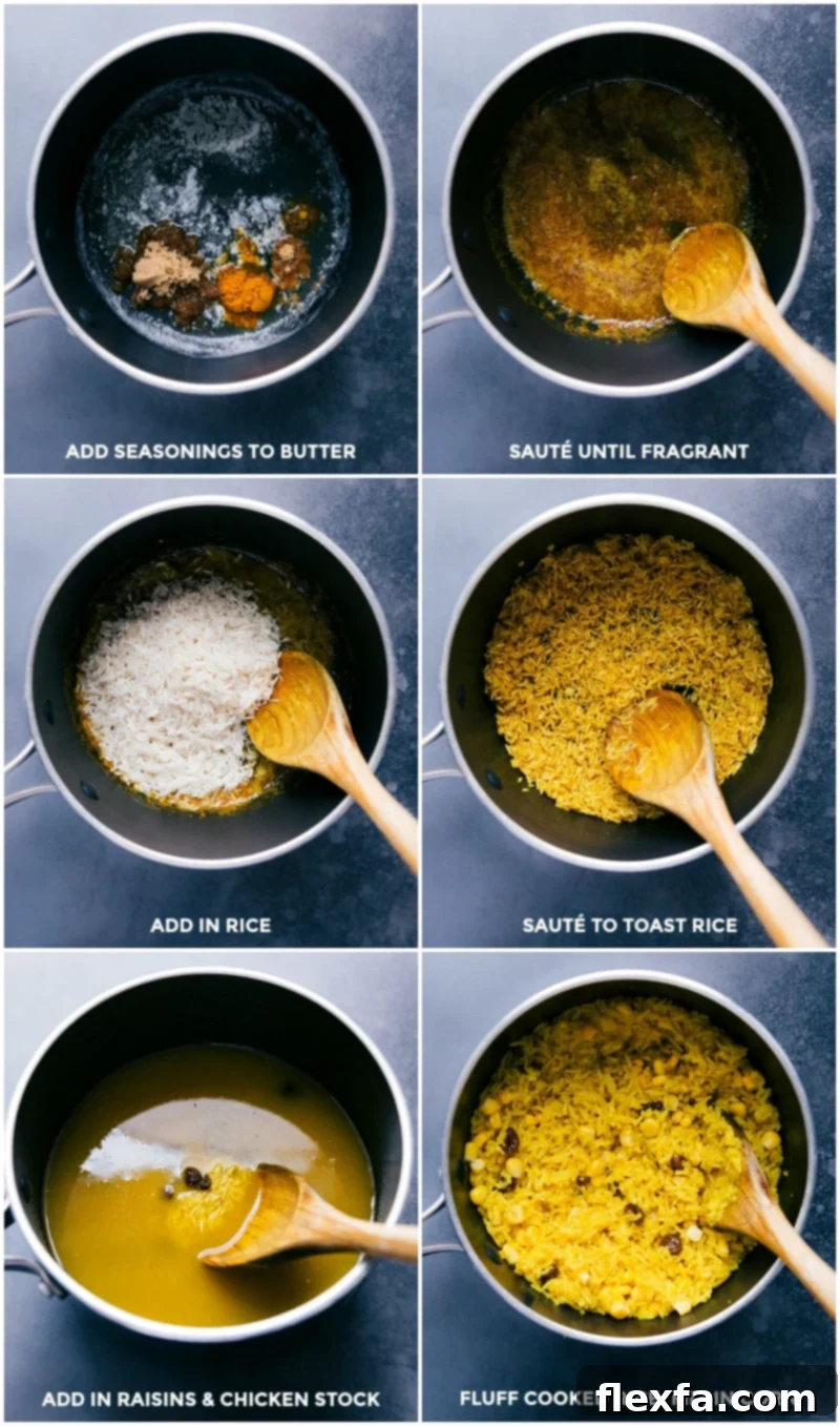Yellow rice being made in a pot, showcasing its golden color from turmeric.