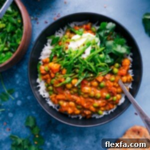 A close-up of the fresh snap pea topping, prepared with olive oil, lime juice, salt, and pepper, ready to add a refreshing crunch to the Vegetarian Tikka Masala.