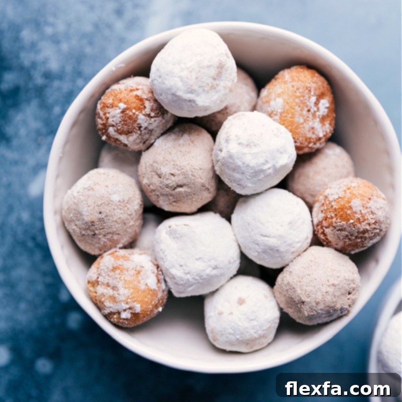 A bowl filled with various donut holes, perfect for quick and easy Easter treat bag fillers.