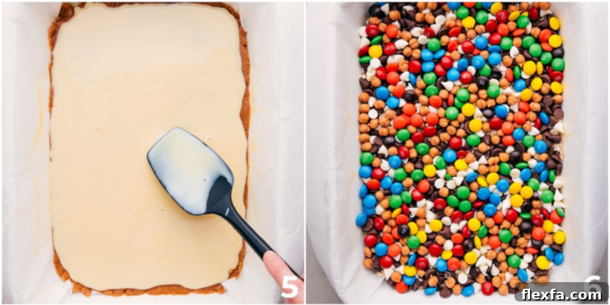 How To Layer Magic Cookie Bars All the delicious layers of Magic Cookie Bars carefully arranged in the baking pan, ready for the oven.