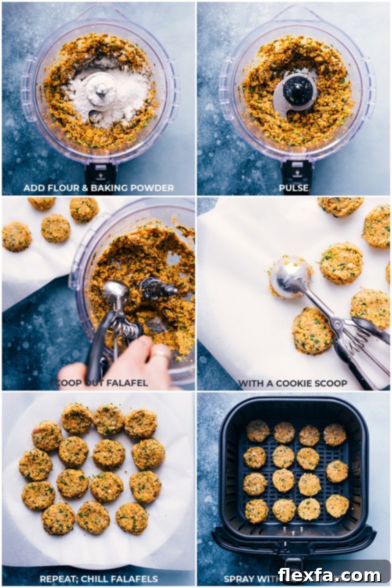 A vibrant display of fresh falafel ingredients, including chickpeas, herbs, and spices.