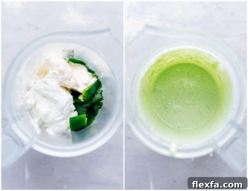 A container of cilantro-lime dressing, a flavorful accompaniment to honey-lime chicken thighs, adding a zesty and refreshing touch to the dish.