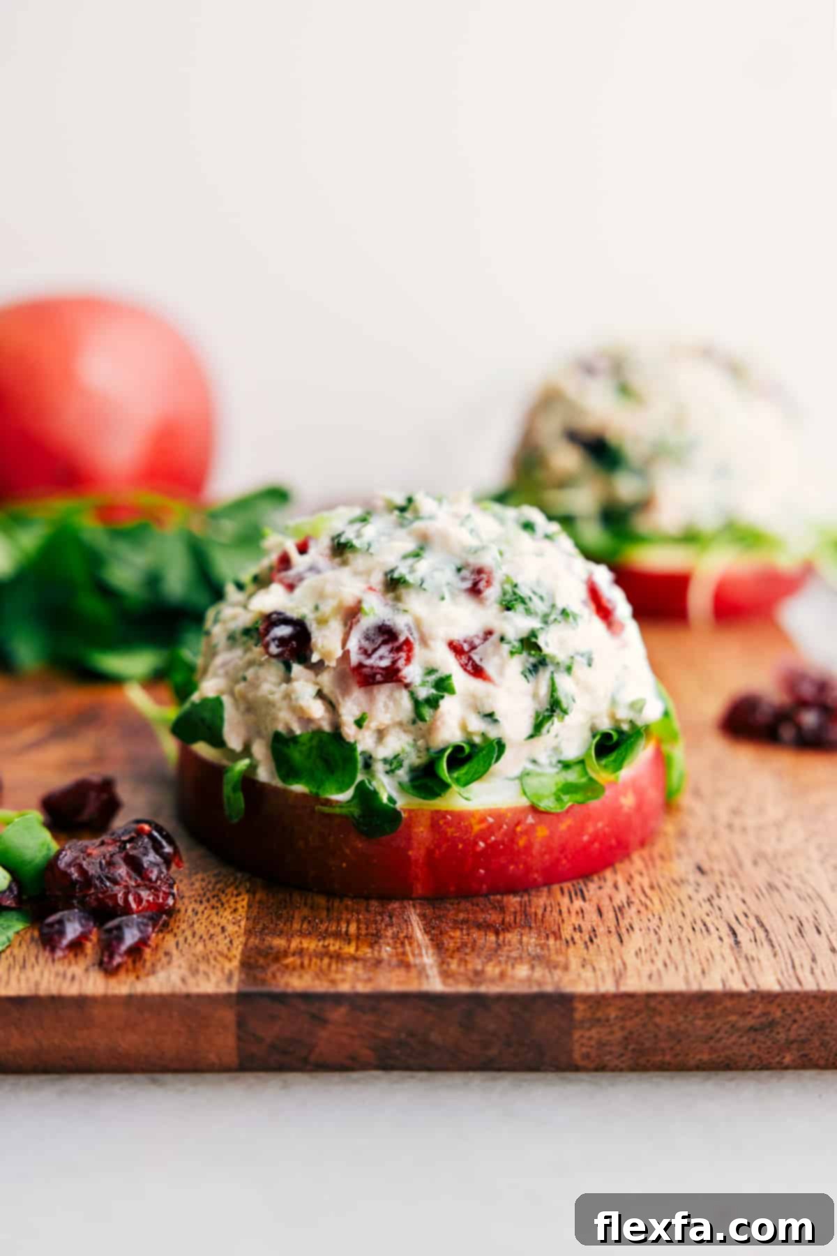 Easy Tuna Salad beautifully presented on microgreens and an apple slice, offering a vibrant and healthy low-carb lunch option. A testament to simple, delicious cooking.