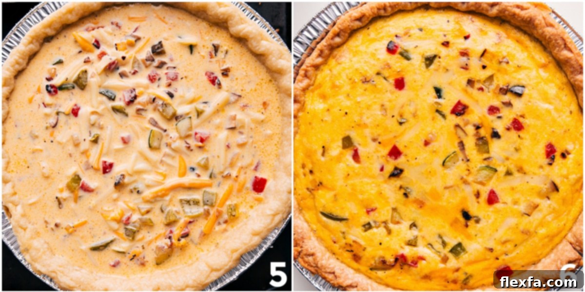 Baked Veggie Quiche with a golden crust.