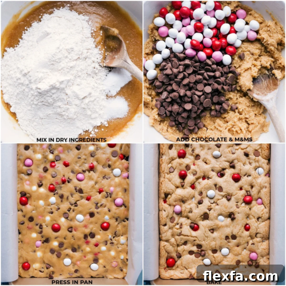 Customizable M&M Cookie Bars with Valentine's Day M&Ms