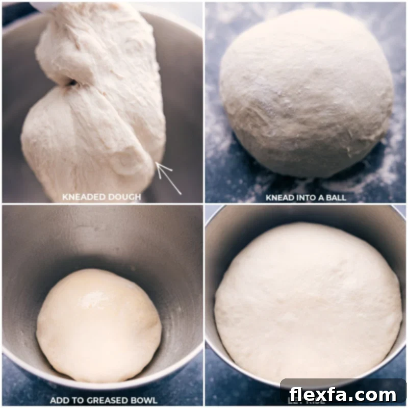 Kneading and rising the pretzel bite dough