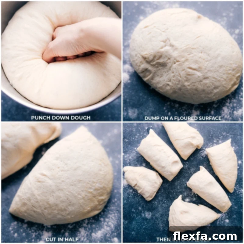 Cutting the pretzel bite dough into bite-sized pieces