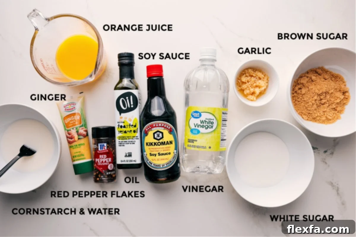 Ingredients for the Orange Chicken Sauce.