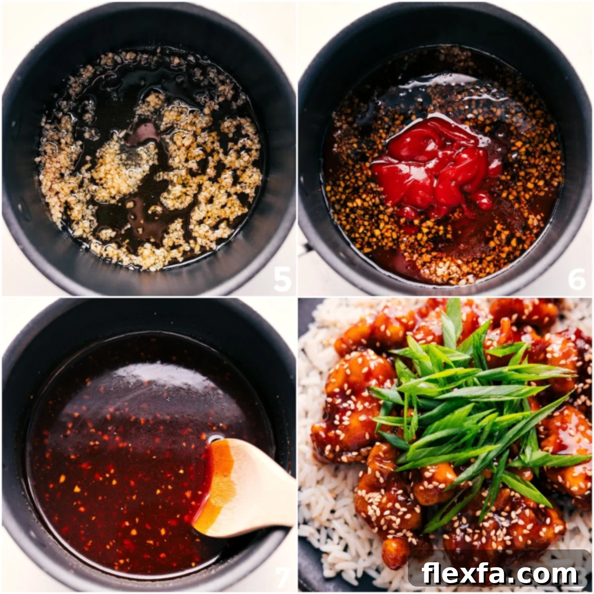 Korean Fried Chicken Delight 6 The sauce whisked together in a pot and then the fried chicken added to it for a flavorful Korean chicken recipe.
