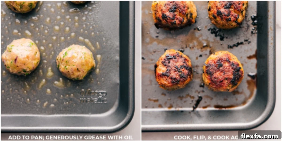 Baking Greek Turkey Meatballs.