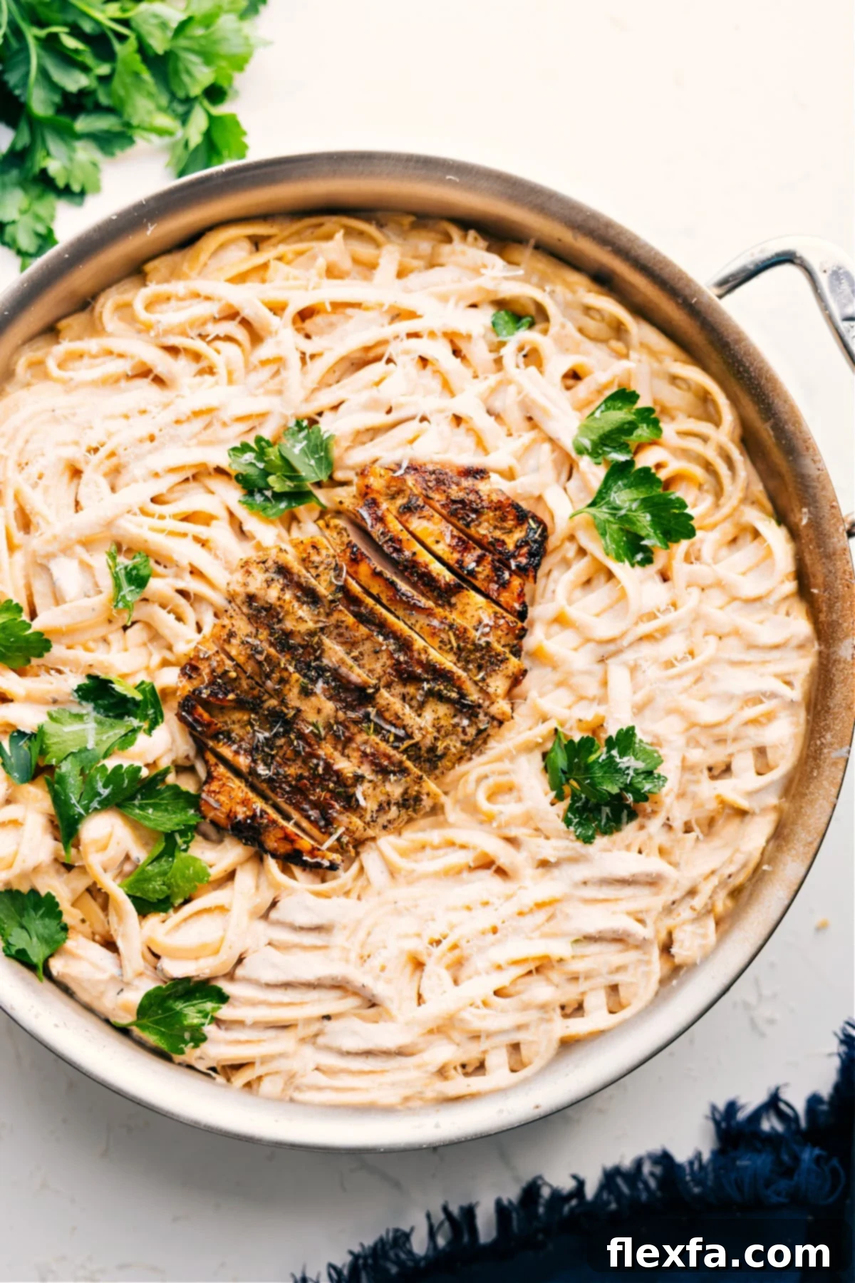 Delicious Chicken Alfredo ready to eat