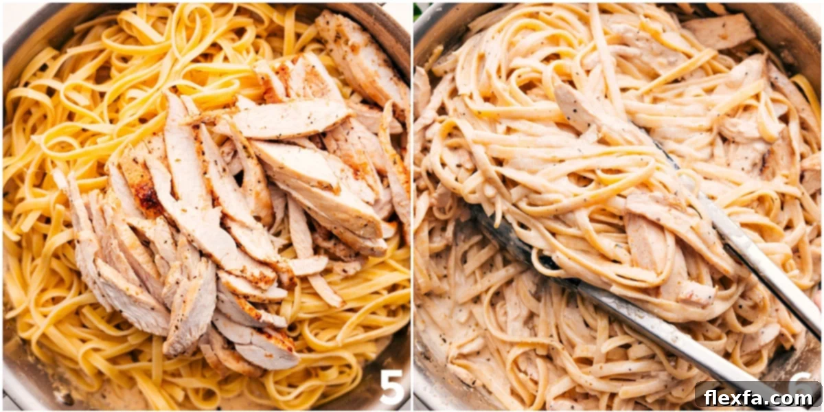 Close up of Chicken Alfredo