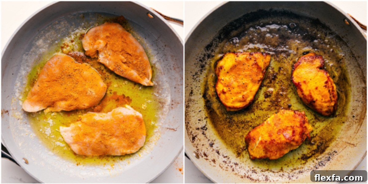 Chicken being cooked in a pan.