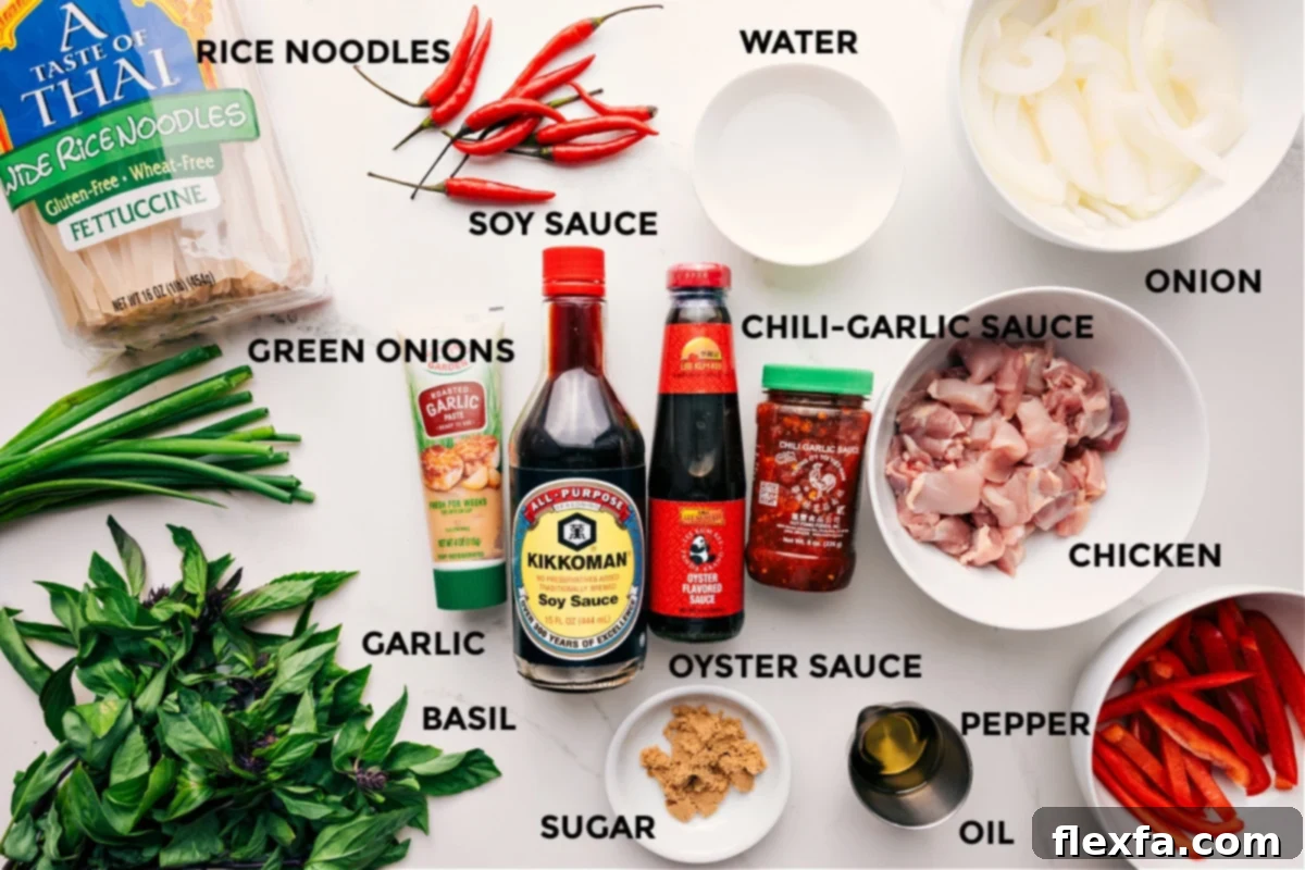 Ingredients for Thai Drunken Noodles