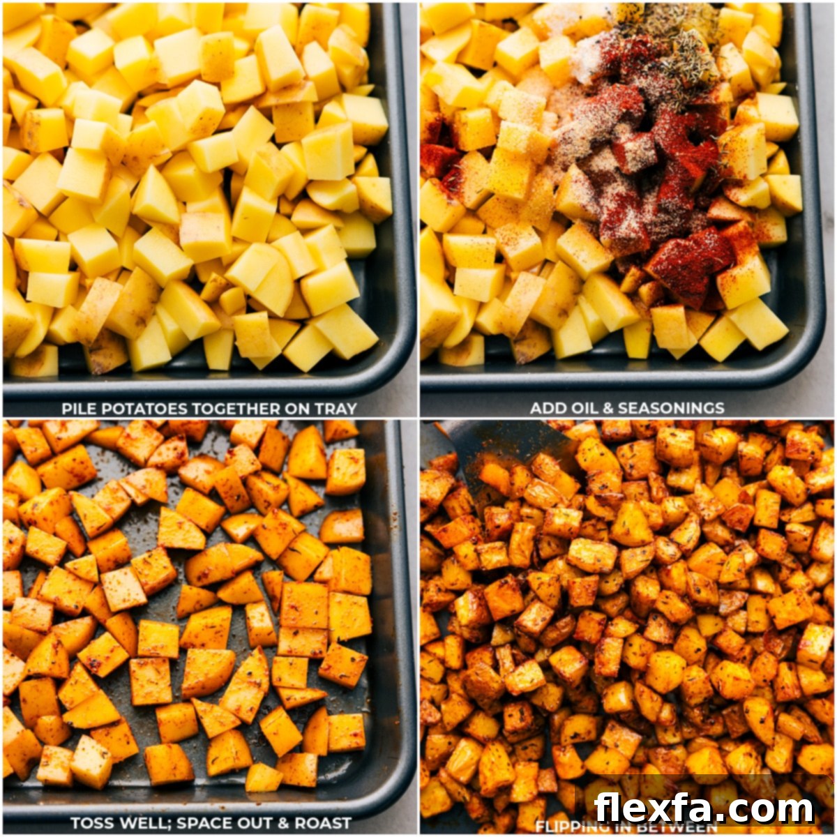 Process shots of Breakfast Potatoes being prepared