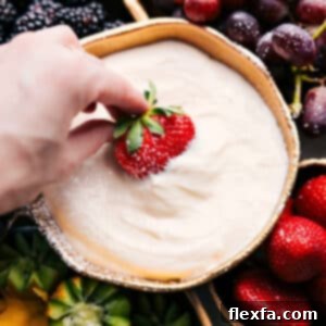 Delicious Cream Cheese Fruit Dip in a bowl, ready to be served with fresh fruit.