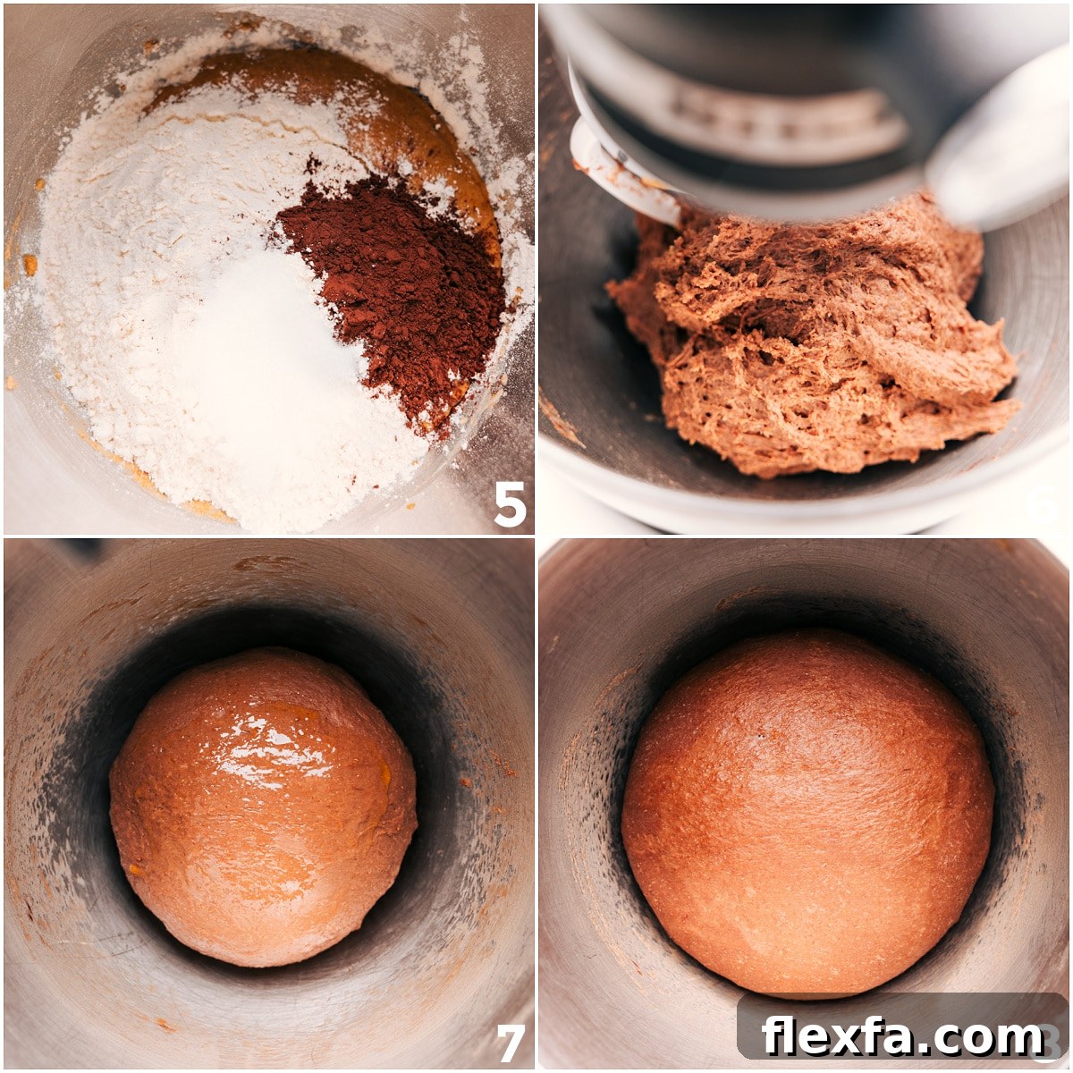 Dry ingredients mixed into the dough until a ball forms, then set aside to rise.