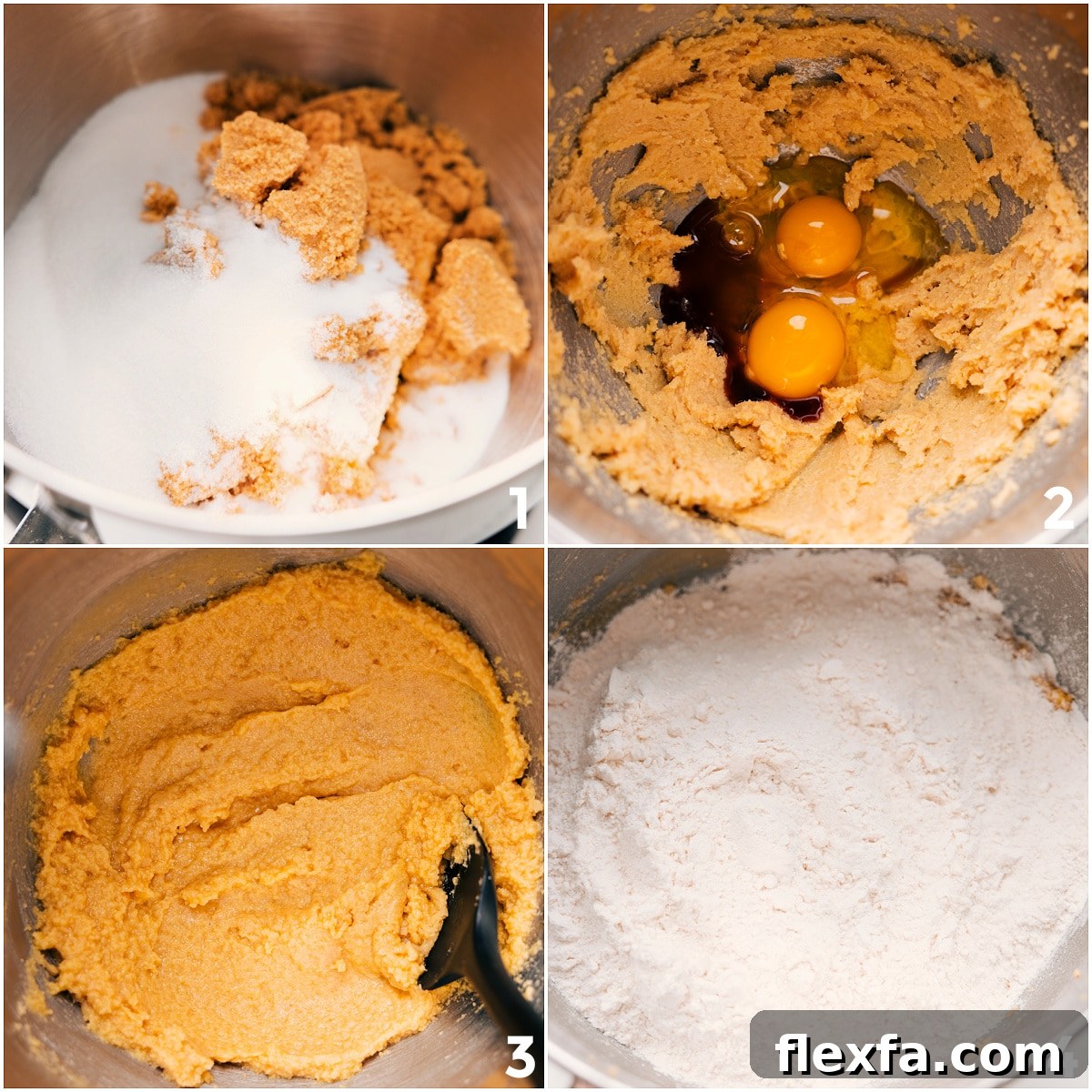 Wet and dry ingredients mixed together for these Heath Bar Cookies dough before adding mix-ins.