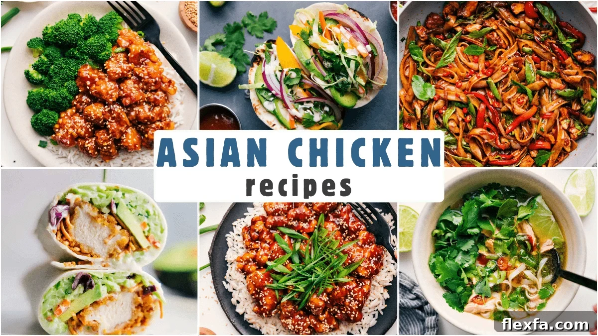 Asian chicken recipes roundup collage.