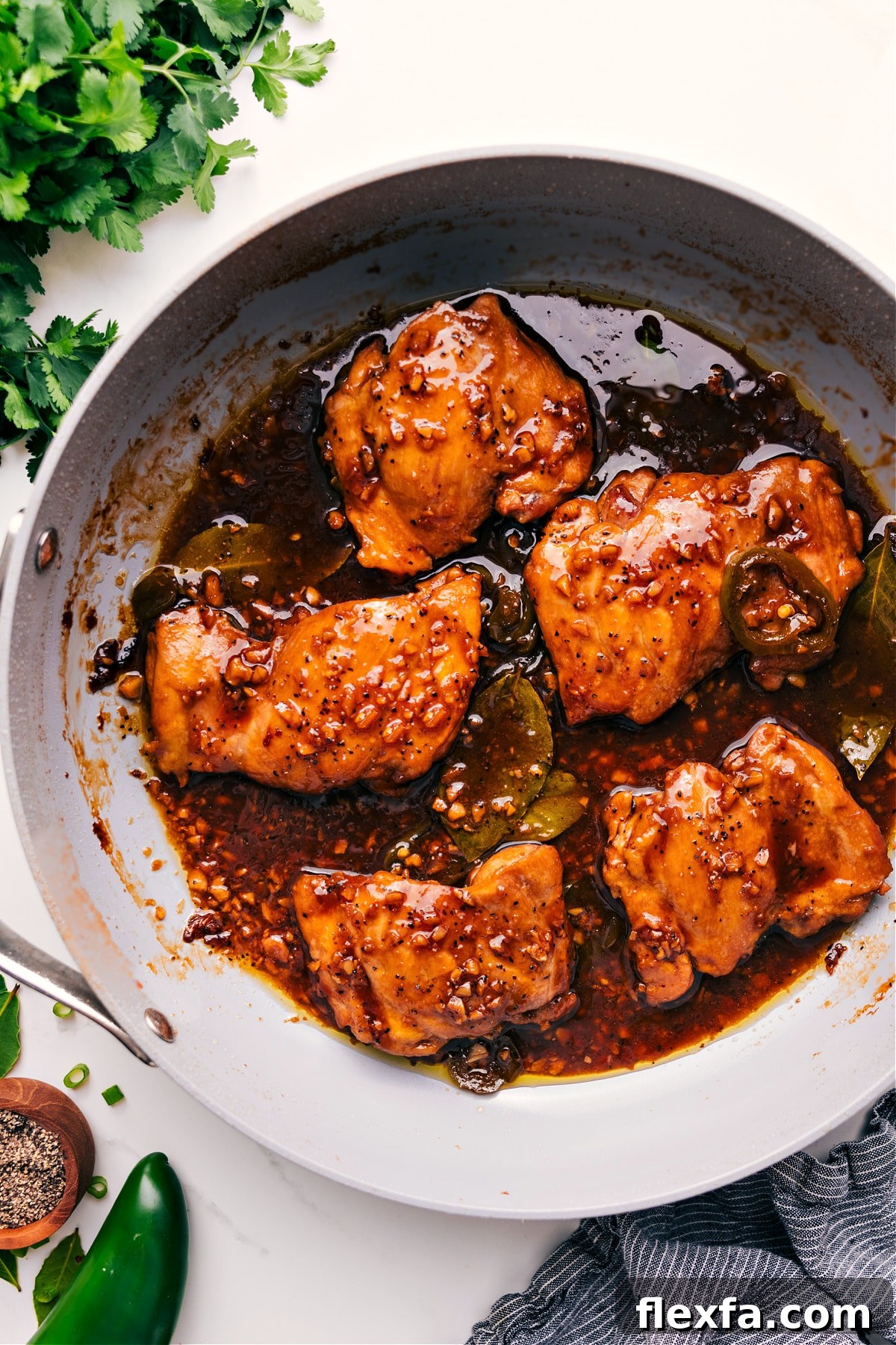 Asian chicken recipes: Chicken adobo in the pot.