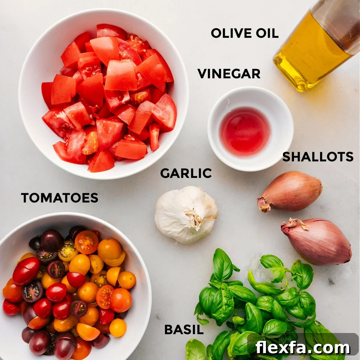 Ingredients in this recipe prepped out for easy assembly.