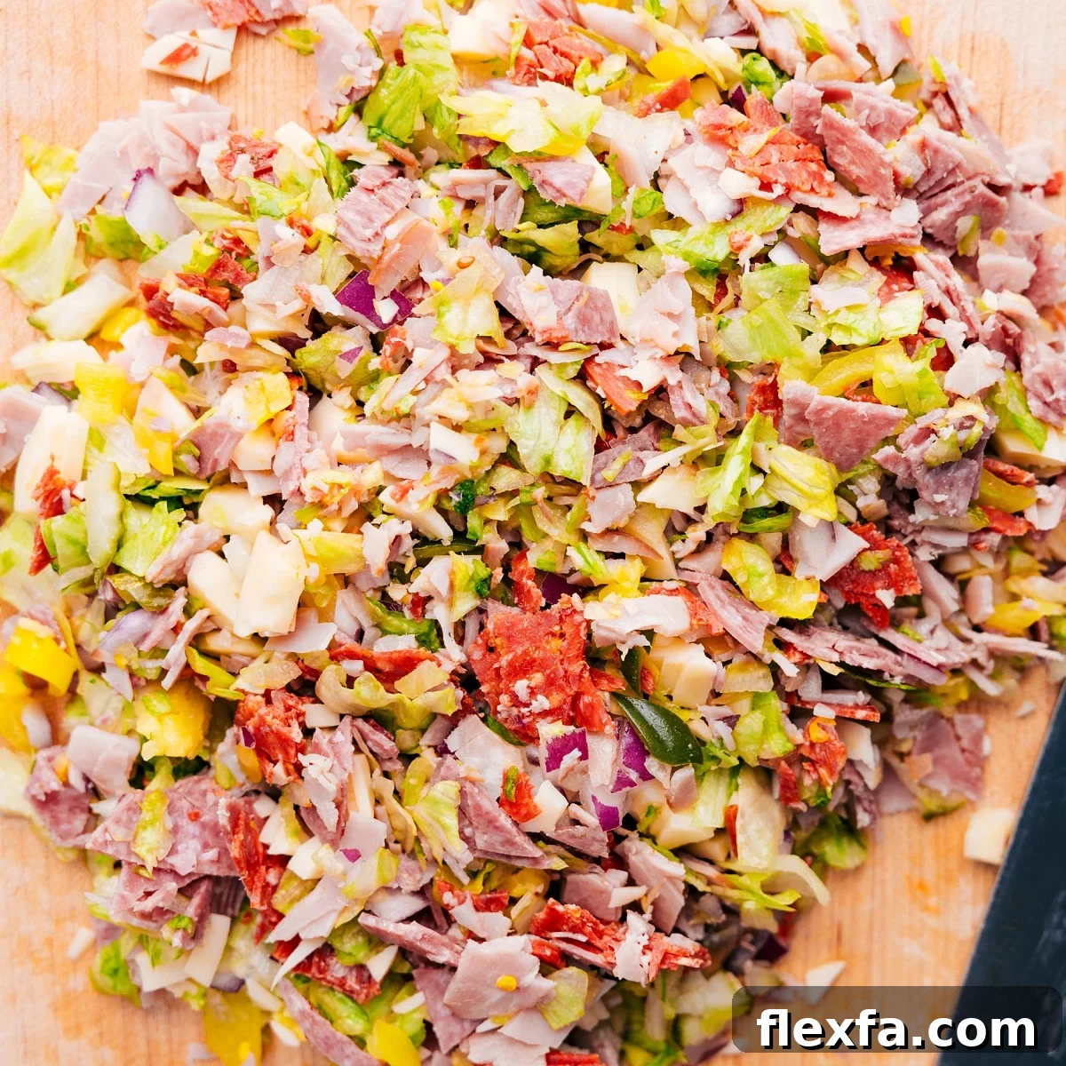 All the ingredients chopped super finely for this recipe.