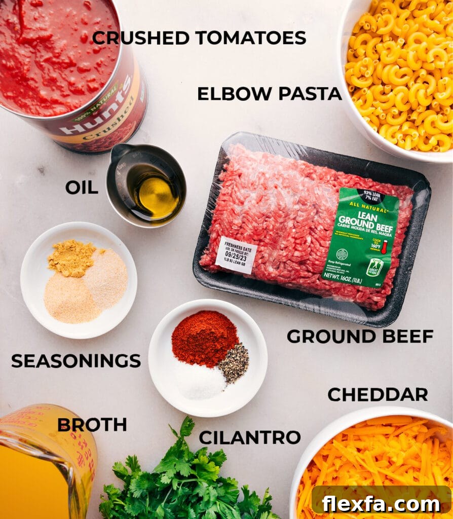Ingredients for homemade Hamburger Helper 