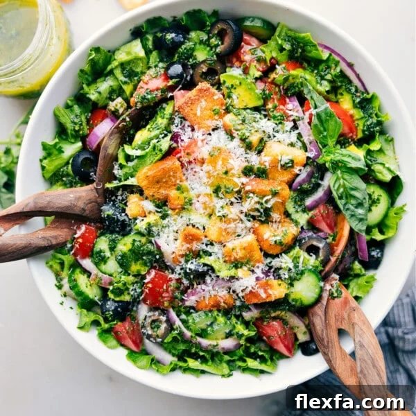 Italian Salad recipe in a bowl ready to be served.