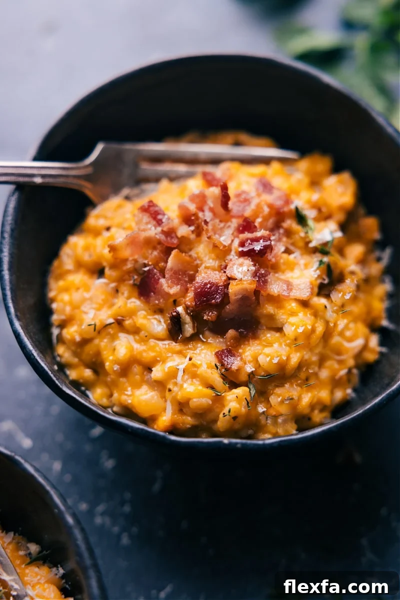 Creamy sweet potato risotto with Parmesan.