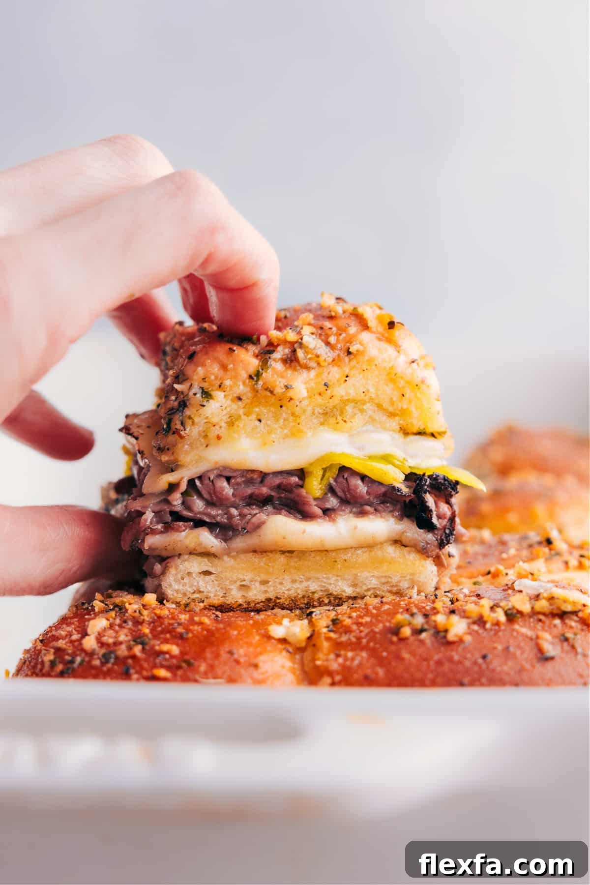 Italian Beef Sliders fresh out of the oven.