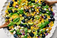 Summer Blueberry Salad with Spinach, Feta and Toasted Almonds