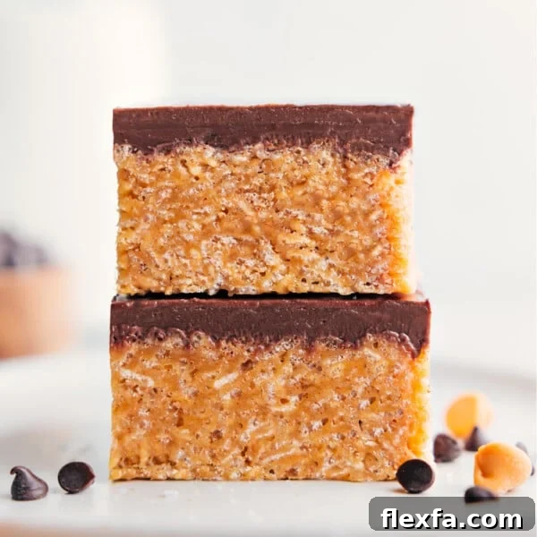 Two Scotcheroos bars stacked on top of each other.