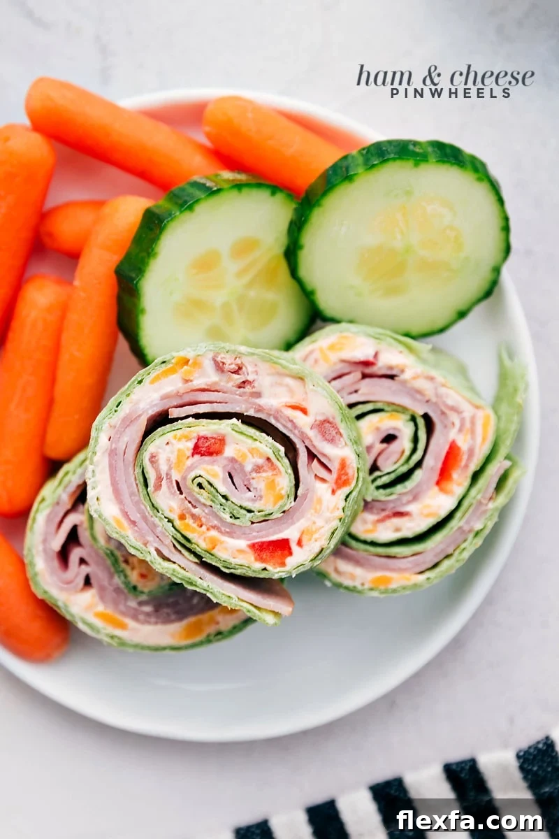 Ham and cheese tortilla pinwheels are easy recipes for kids to enjoy for lunch or a snack.