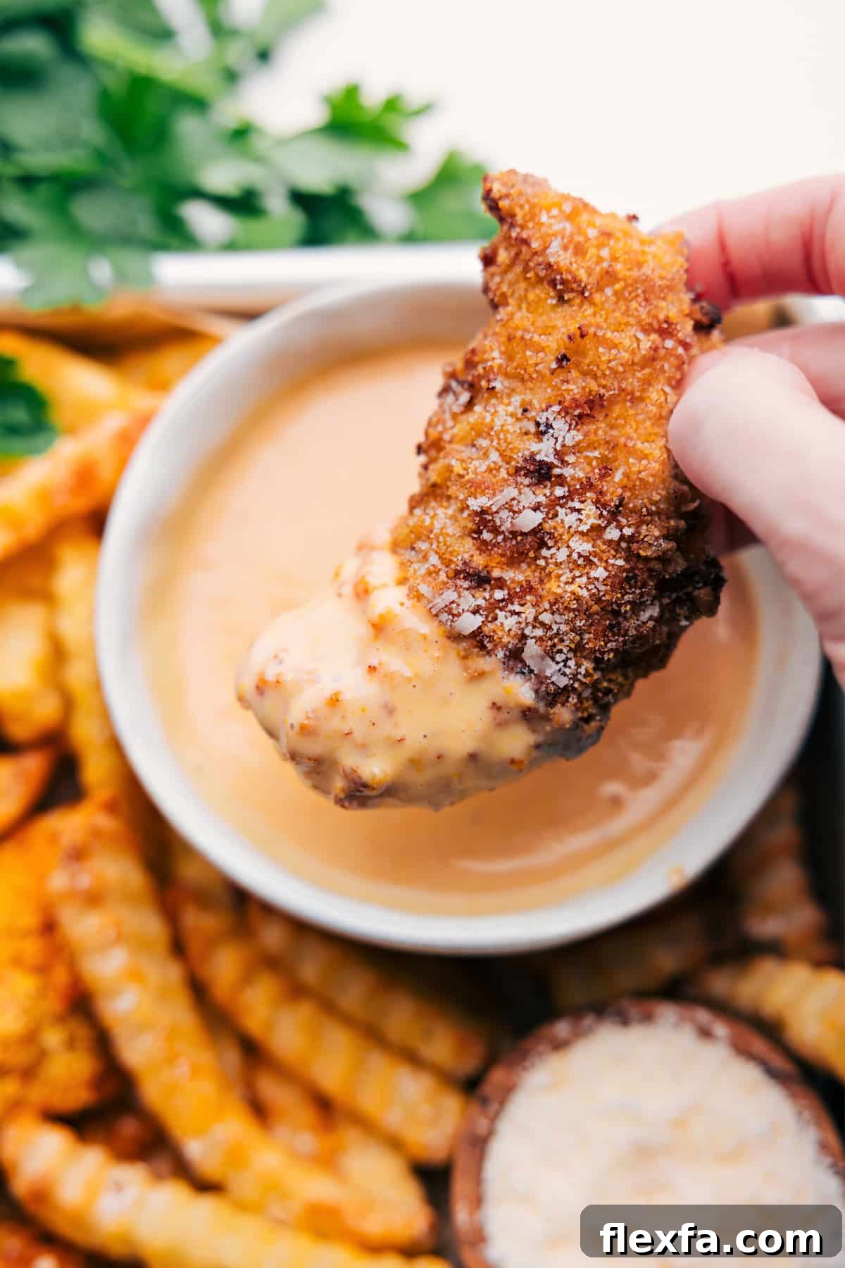Golden baked chicken tenders with honey mustard make easy recipes for kids and busy family dinners.