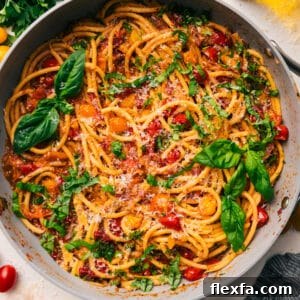 Small bowl of cherry tomato pasta