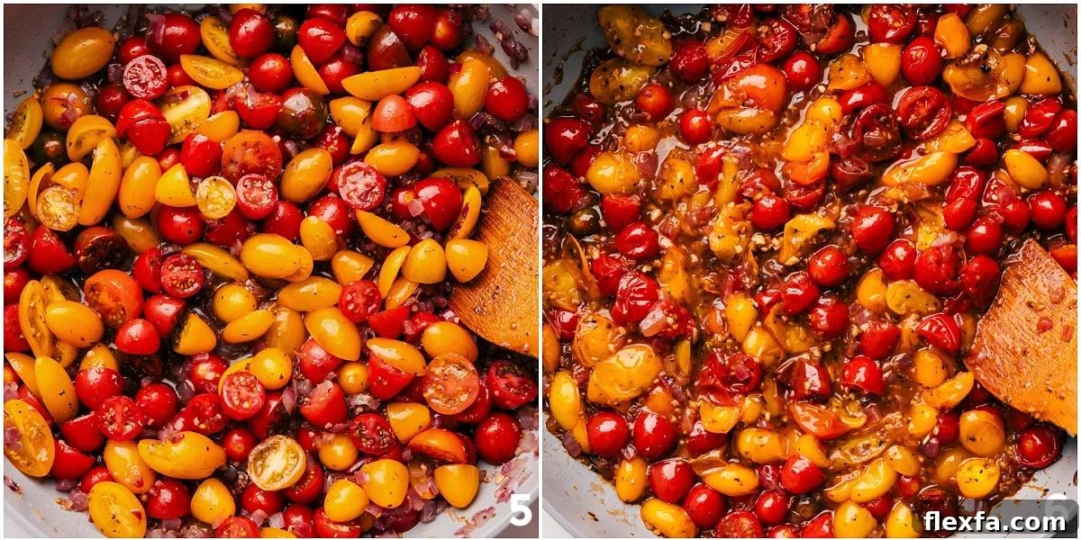 Serving of cherry tomato pasta with grated Parmesan