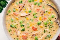 One-Pot Creamy Chicken Soup with Vegetables and Herbs