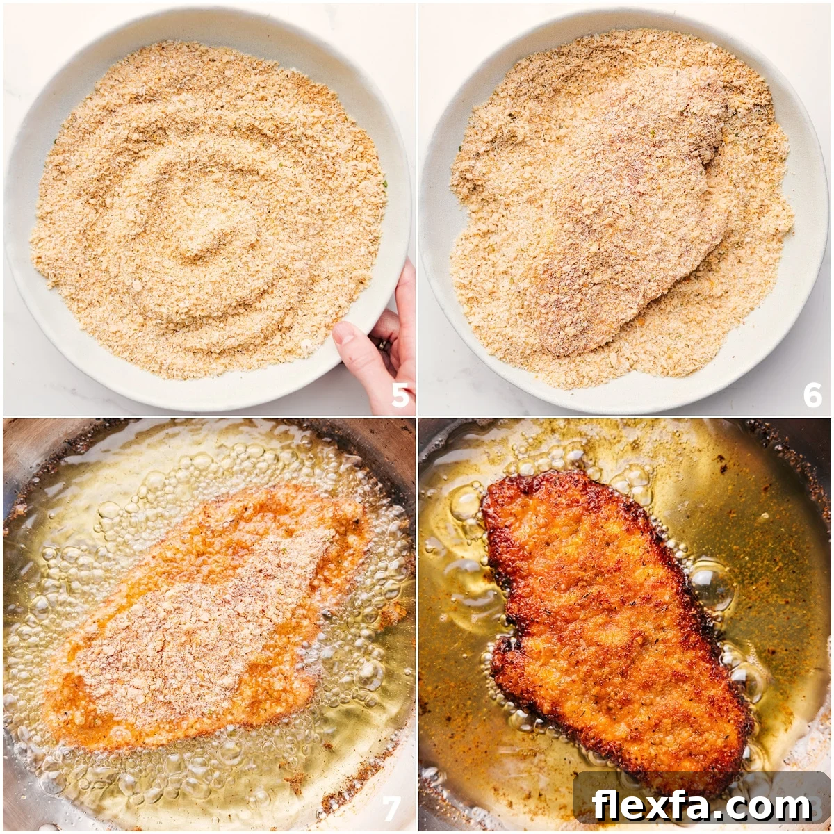 The meat breaded and then fried to crispy perfection.
